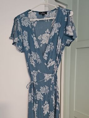 Lulu's Heart of Marigold Turquoise Floral Print Wrap Maxi Dress